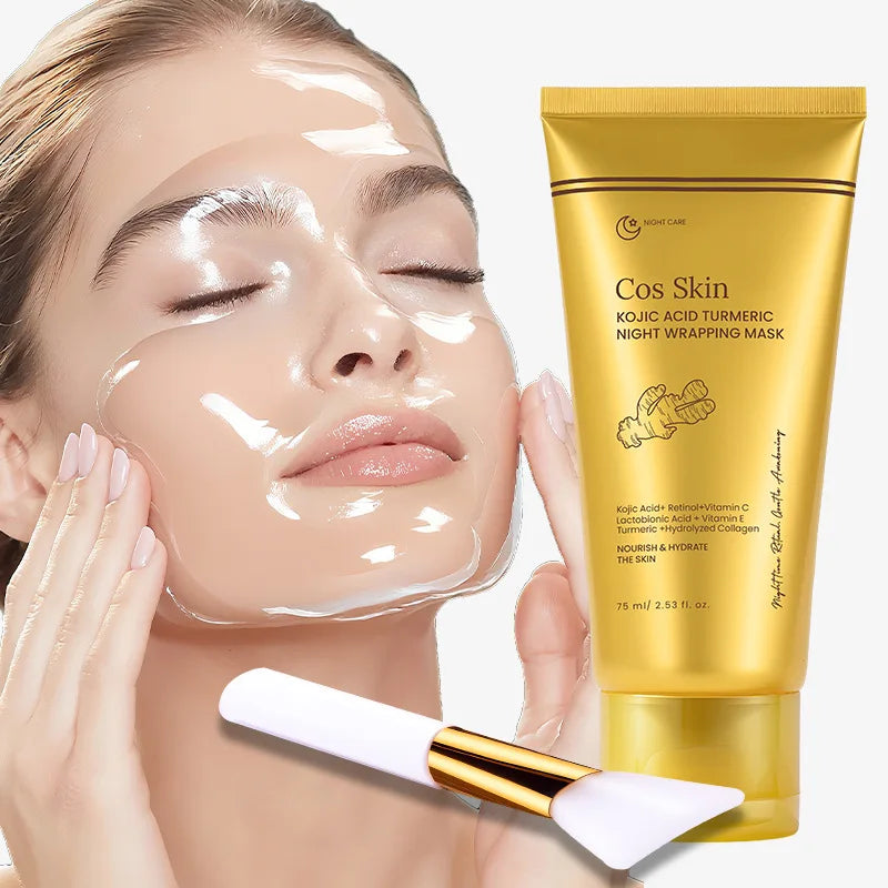 Kojic Acid Turmeric Overnight Wrapping Peel Off Mask Nourishes Hydrolyzed Collagen Glowing Skin Skin Firmnes Women Skincare