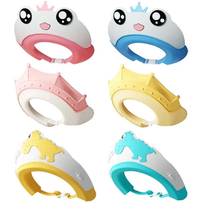 Baby Shampoo Cap Hair Cartoon Infant Hair Shield Washing Waterproof Ear Protection Kids Bath Hat Adjustable Children Shower Caps