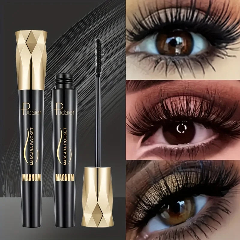 1pc Pudaier Fiber Lash Mascara - Waterproof, Smudge-Proof, Long-Lasting Black Extensions, Natural Look, No Flaking or Clumping,