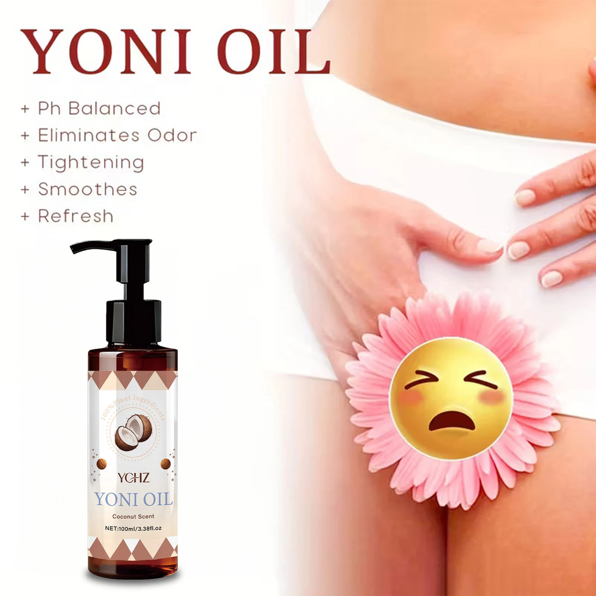 Yoni Oil Women's Intimate Care Essential Oil - Scented, Eliminates Odors, Relieves Discomfort, Cleans and Tightens Intimate Areas, Intimate Care Oil