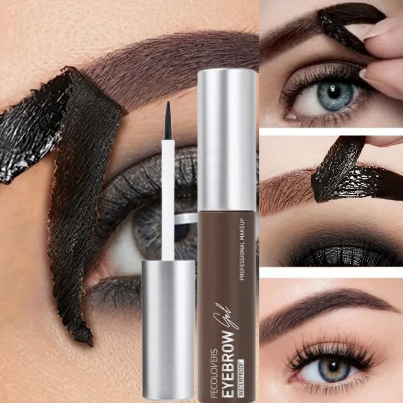 Semi-Permanent Peel-Off Eyebrow Tattoo Gel Anti-Smudge Brow Tint Cream Eye Makeup Easy Application, Natural Look - Black/Brown