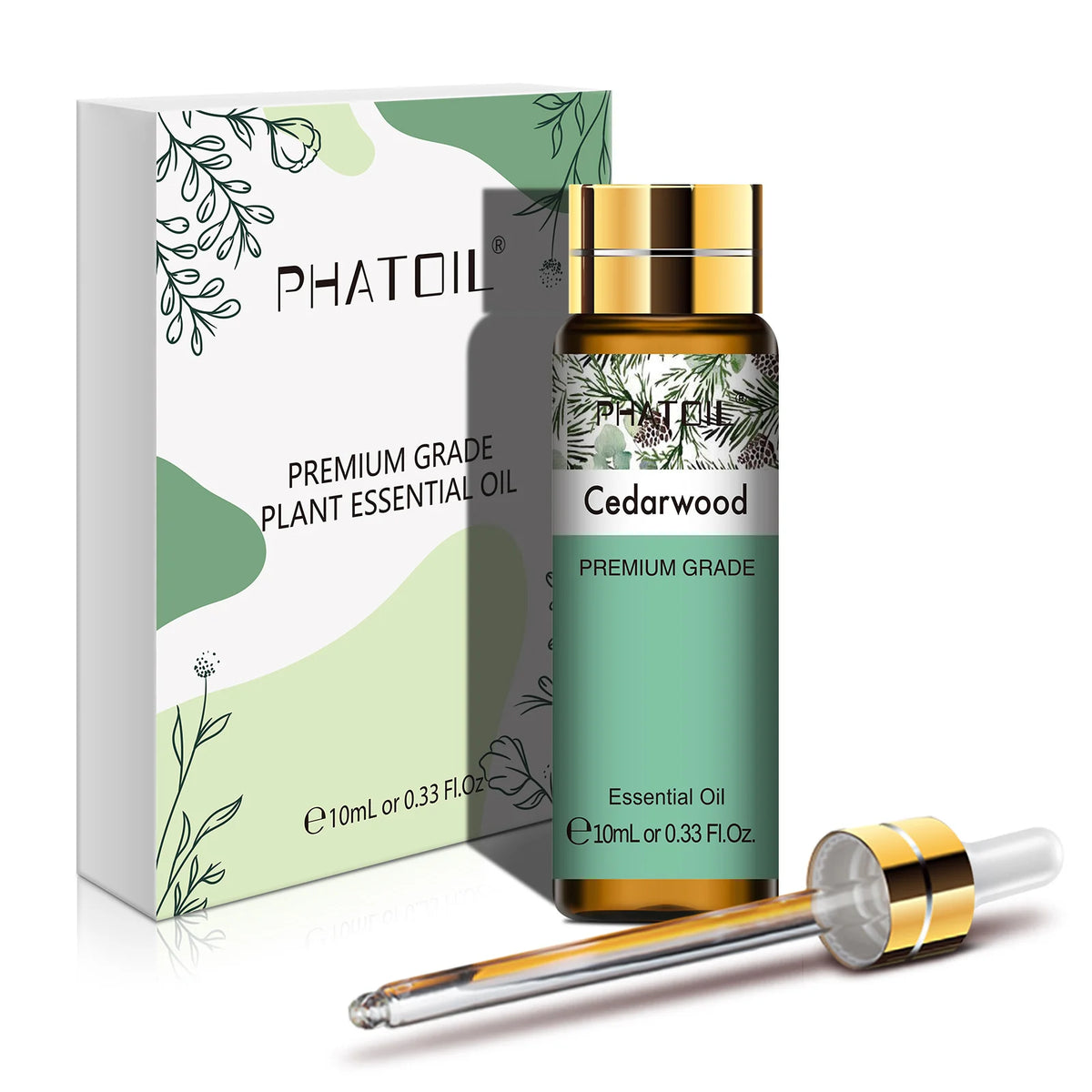PHATOIL 1PCS Cedarwood Essential Oil 10ml/30ml/100ml - Pure Natural for Aromatherapy,Diffuser,Massage,Candle Making, Hair Care