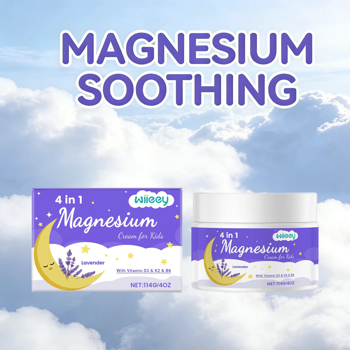 Lavender Body Magnesium Cream for Kids Soothing Muscle Anti Itching Redness No Fragrance Lotion Moisture Lock Infant Skin Care