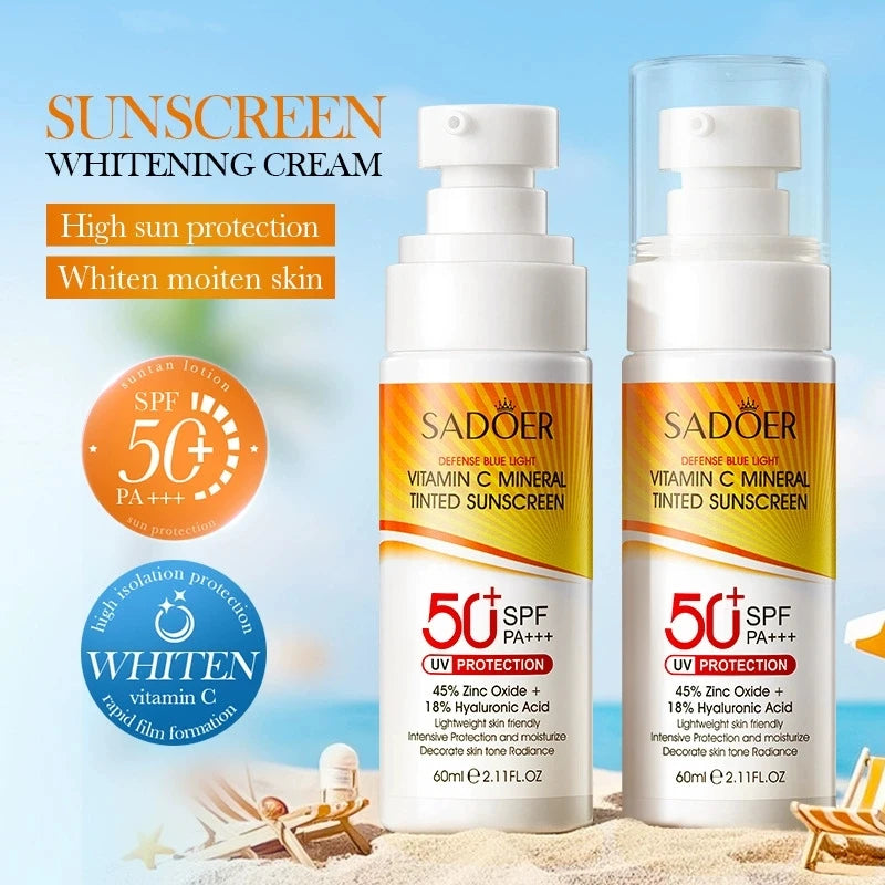 SADOER Spf 50+ Sunscreen Spray Whitening Creams for Face Whole Body Use Protector Solar Blocker Anti-aging Facial Sunscreen