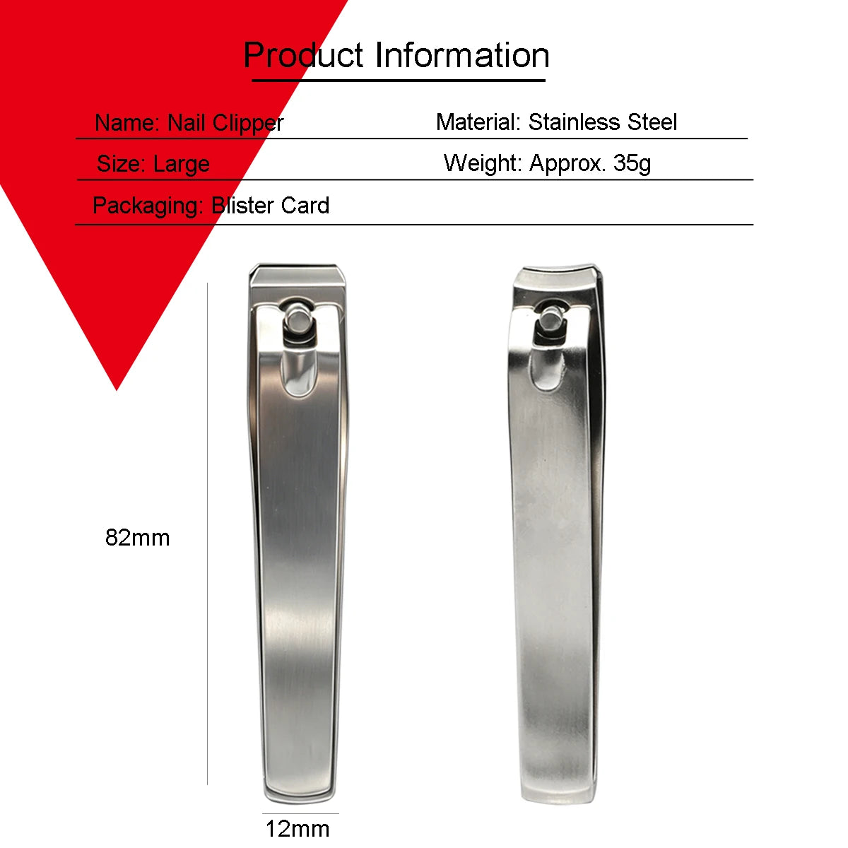 Stainless Steel Nail Clipper And Trimmer Straight Edge Cutter for Manicure Toe And Finger Nail Care Beauty Tool