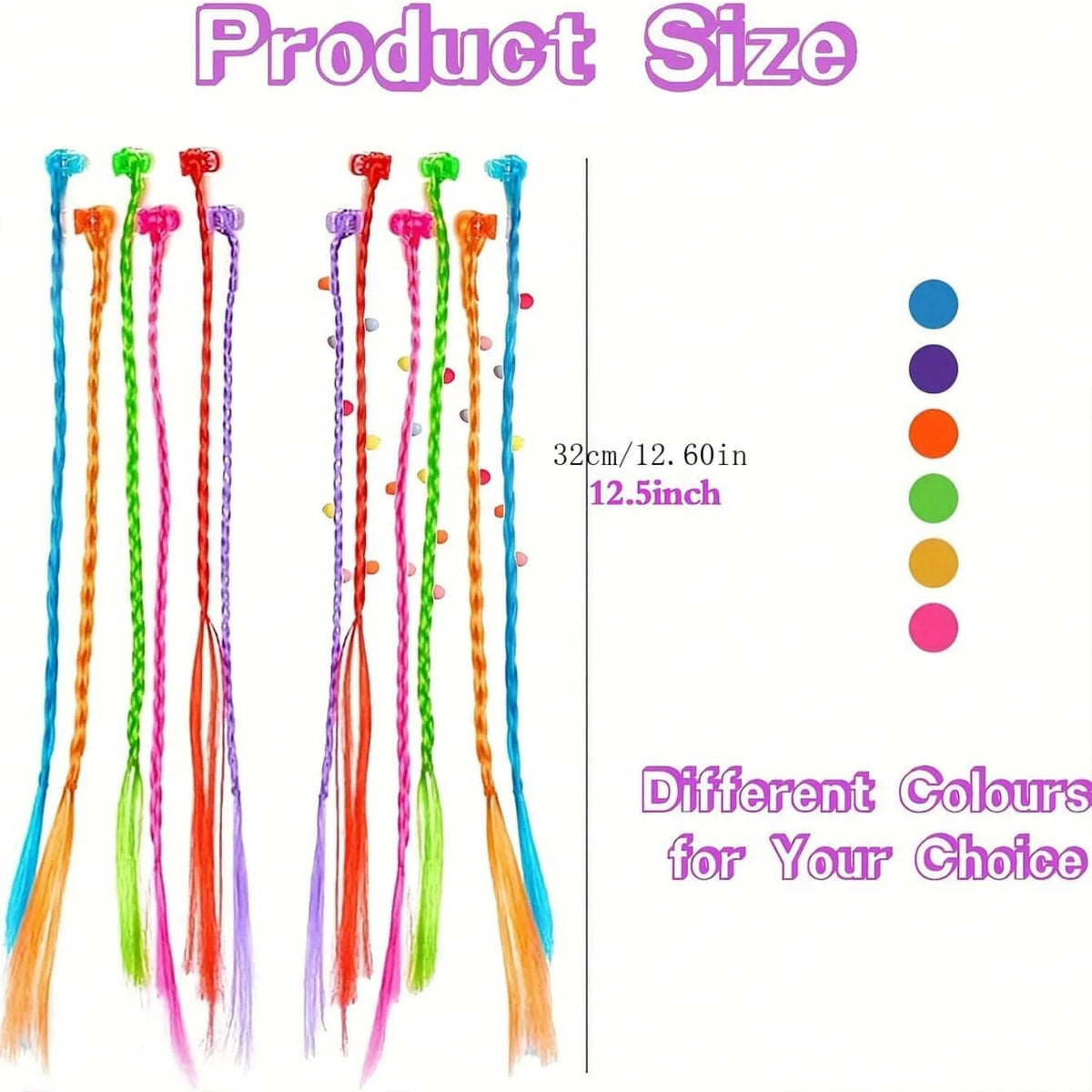 18pcs Colorful Themed Clip-In Children Hair Extensions Set, Suitable For All Seasons And Gifts