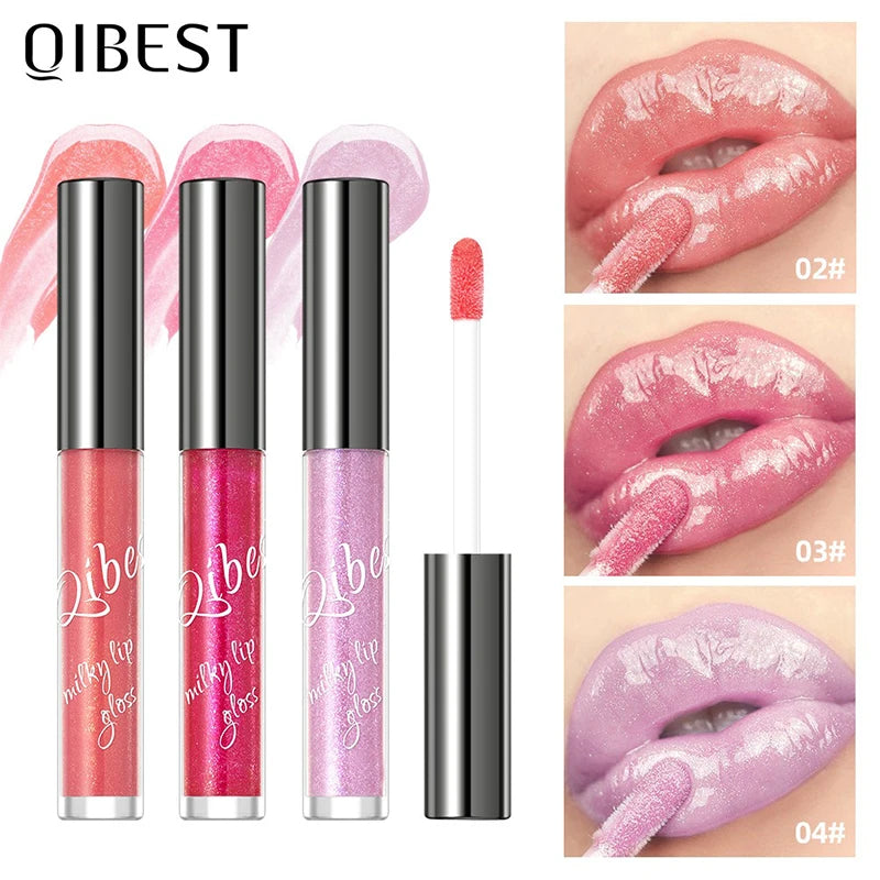Shimmering Taro Purple Lip Gloss Moisturizing Plumping Gold Sparkle Lip Gloss Glassy Jelly Shine Liquid Lipstick for Sexy Makeup