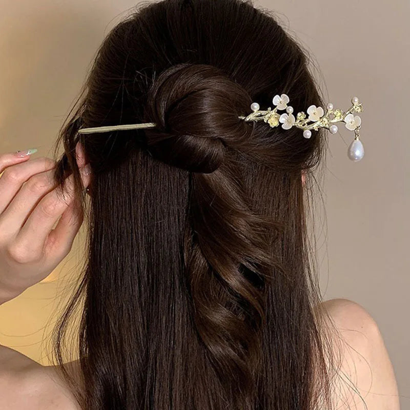 Vintage Bell Orchid Flower Fringe Hair Sticks Fashionable Female Metal Hairpin Hair Stick Female Hair Ornament Styling Tools