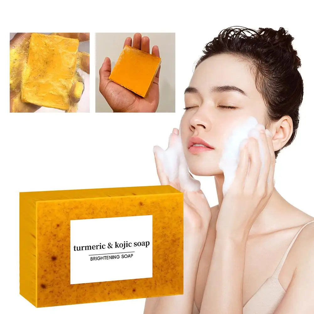 100g Turmeric Hand Made Soap, Lemon Kojic Acid Soap, Shower and Facial Soap Body Care 1/2/3/4/5Pcs