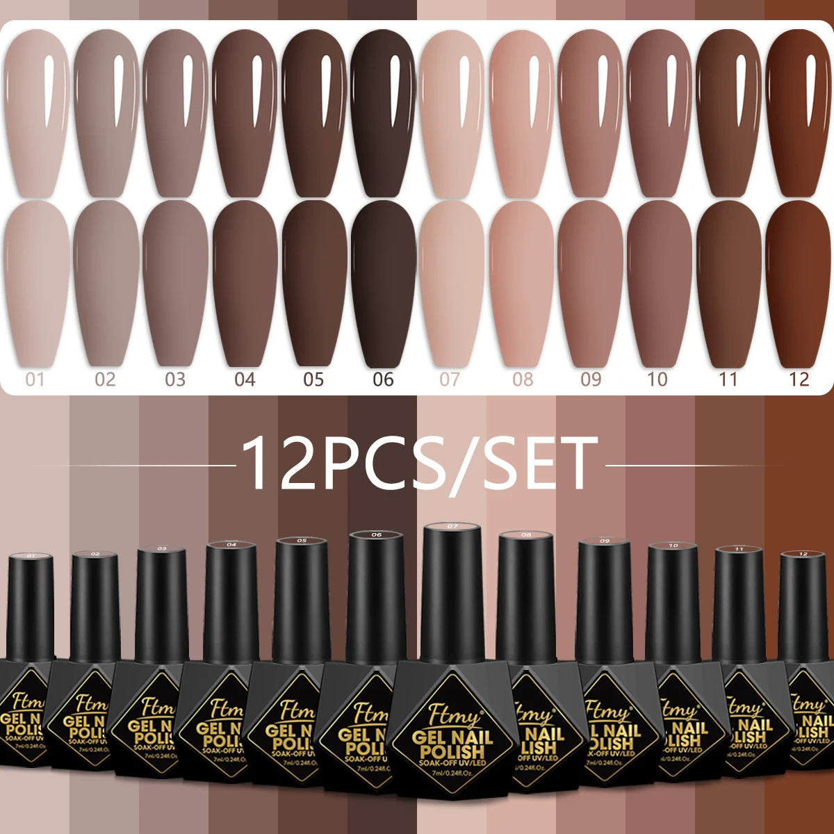 12PC Gel Nail Polish Set Spring Summer Nude Glitter Color Semi Permanent Gel Nail Polish Soak Off Gel Manicure Nail Art UV Gel V