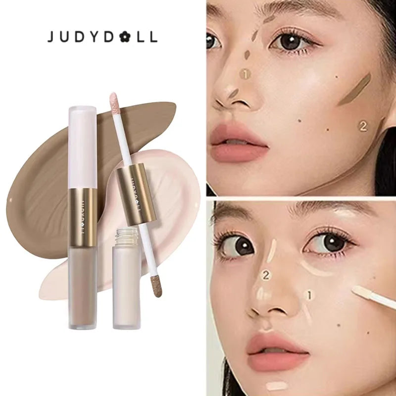 Judydoll Liquid Highlighter Contour Dual Head Matte High Gloss Face Bronzer Natural Shadows Waterproof Nose Shaping Pen Makeup