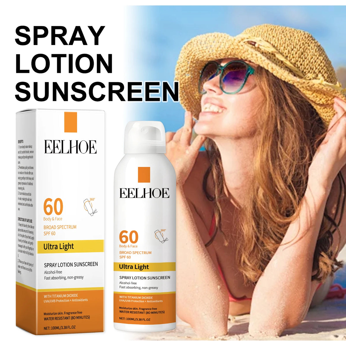 Moisturizing Sunscreen Spray SPF 50 PA+ Lightweight Non-Greasy Hydration Mist for Sensitive Skin Daily UV Protection Makeup Base