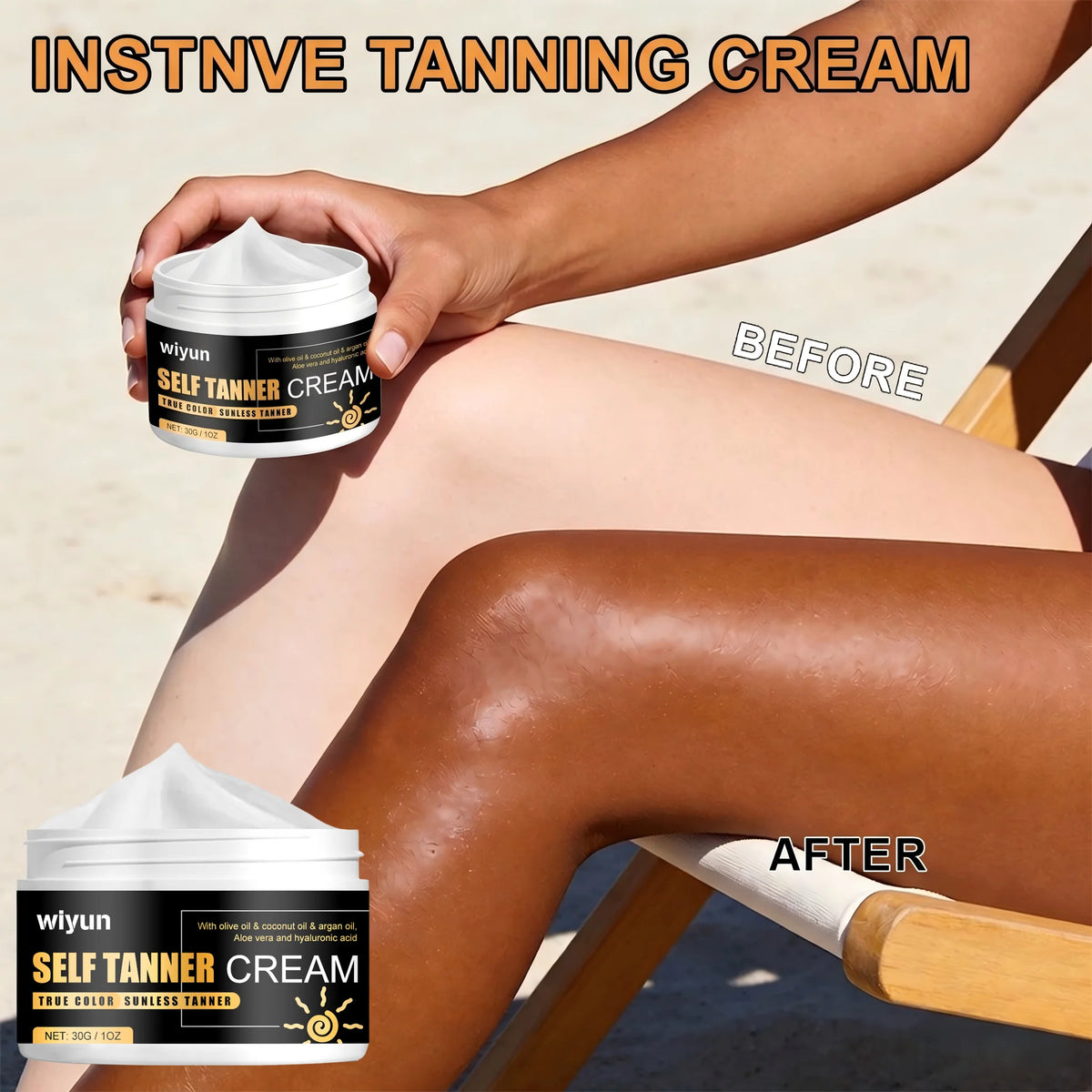 Natural Tanning Cream Face Body Long Lasting Bronzer Skin Tanner Anti-UV Nourishing Self-Tanning Body Lotion