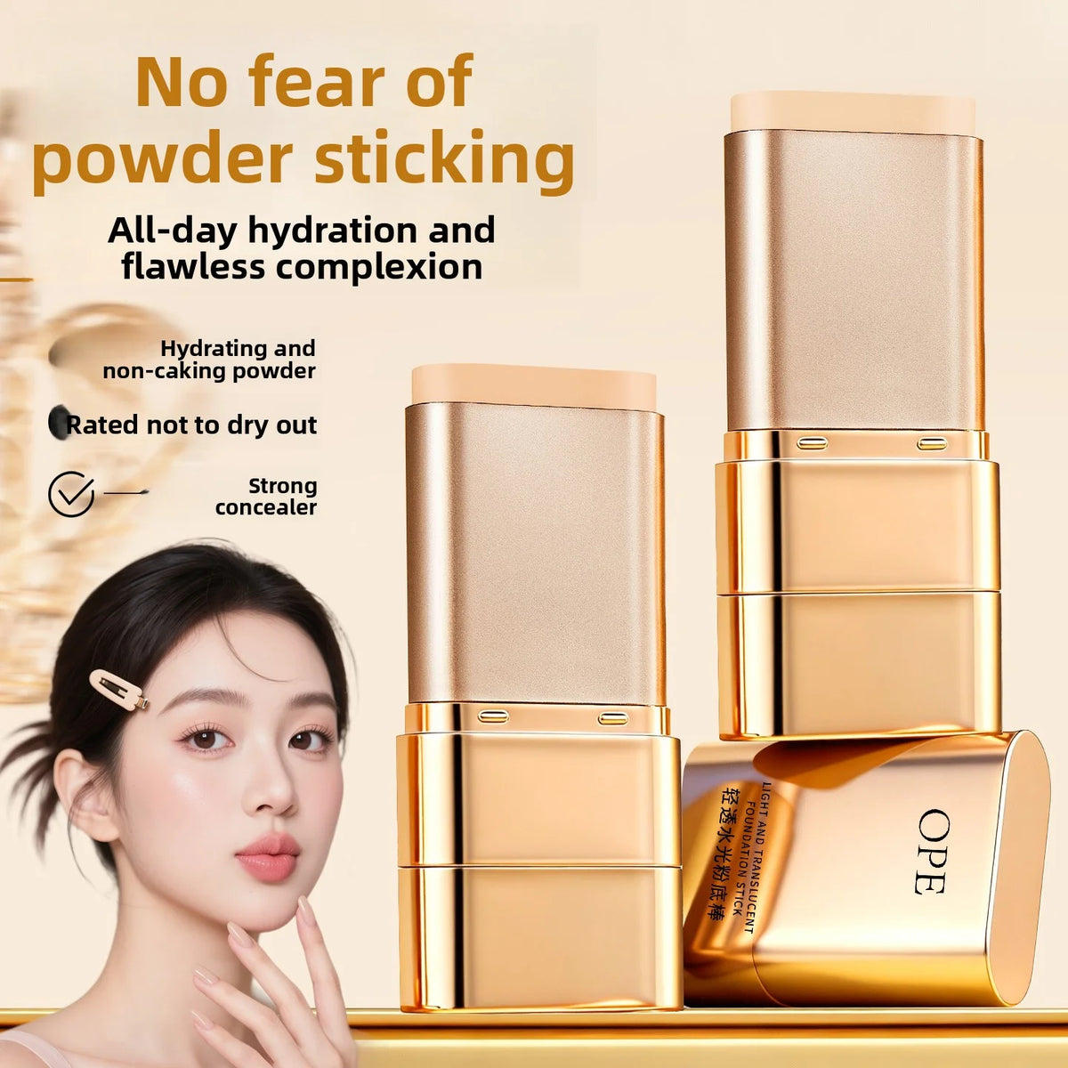 OPE Hydrating Foundation Stick | Non-Cakey, All-Day Moisture & High Coverage for Flawless Dewy Skin
