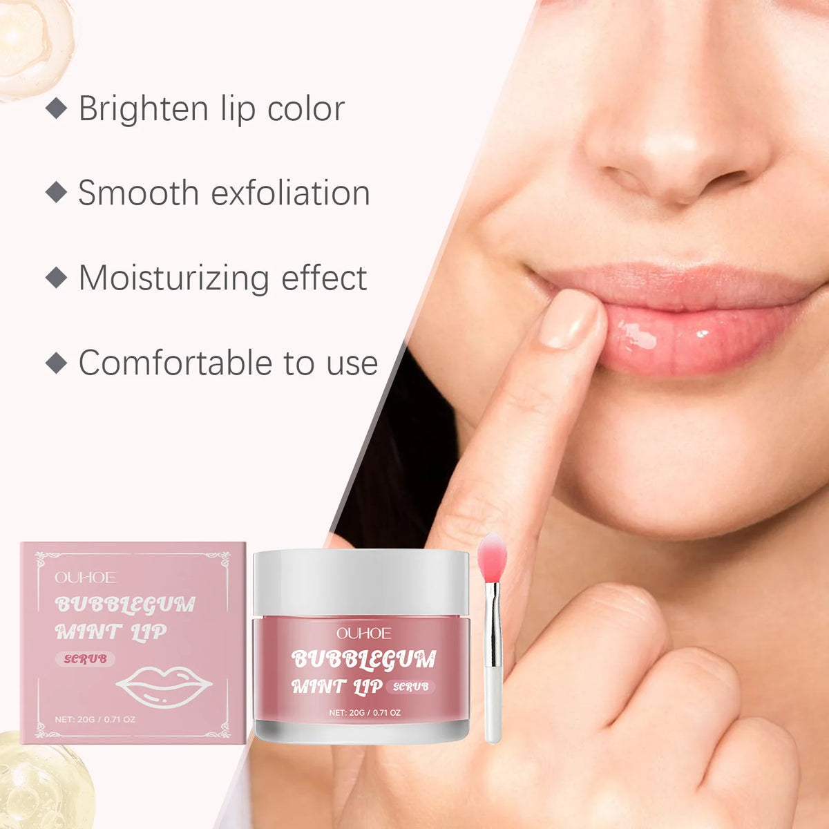 Strawberry Mint Lip Exfoliator Sea Salt Scrub Gentle Polishing For Chapped Peeling Lips Smoothing Lip Prep Before Lipstick