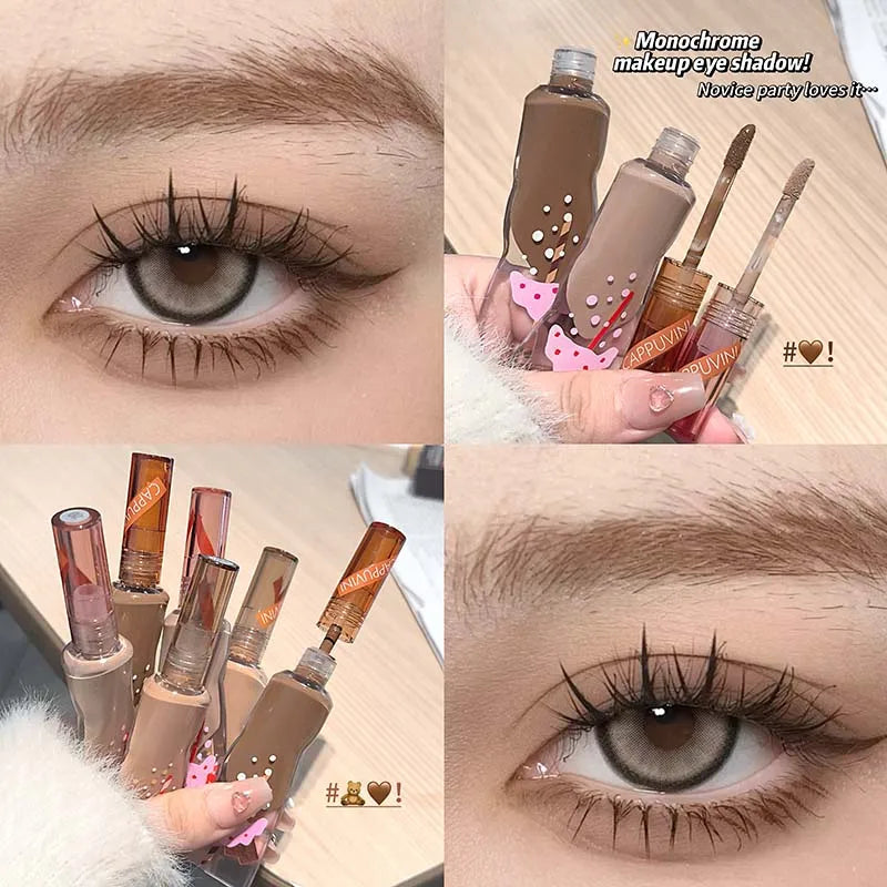 Cappuvini Velvet Liquid Eyeshadow - Muted Milk Tea Brown, Soft Matte Finish, Buildable Neutral Eyeshadow Stick for Everyday Make