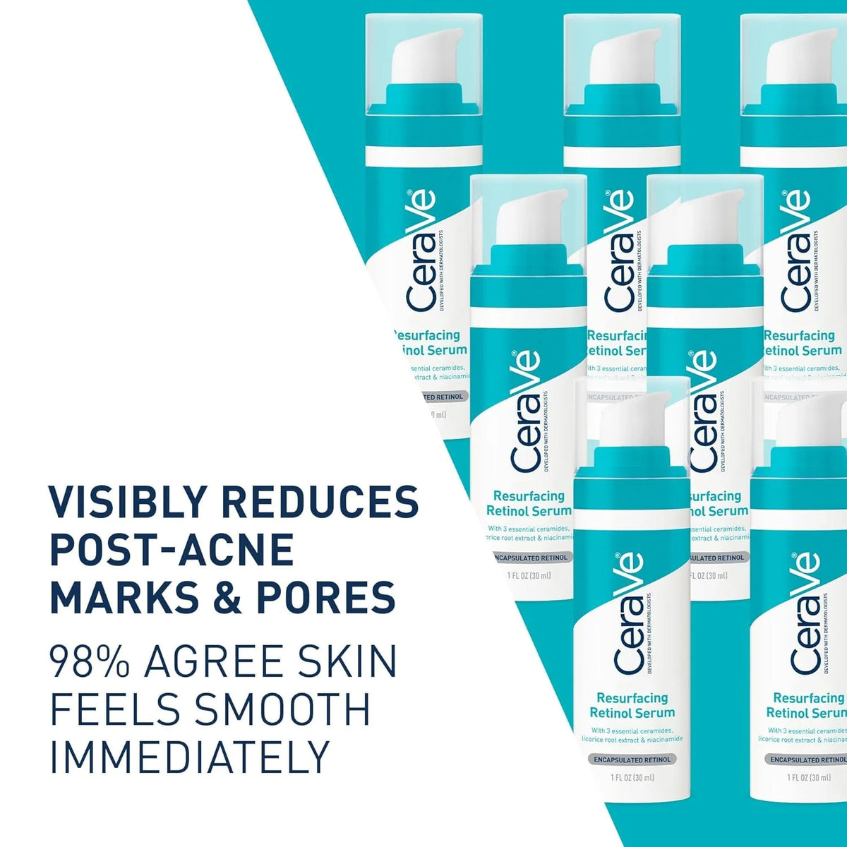 CeraVe Retinol Serum Niacinamide Licorice Root, Skin Smoothing Tone Care, Barrier Repair, Non-Comedogenic For Blemish Prone Skin